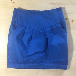 ☘ silence + noise blue cotton mini skirt pockets